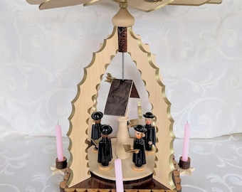 Vintage Christmas pyramid, carolers, Erzgebirge