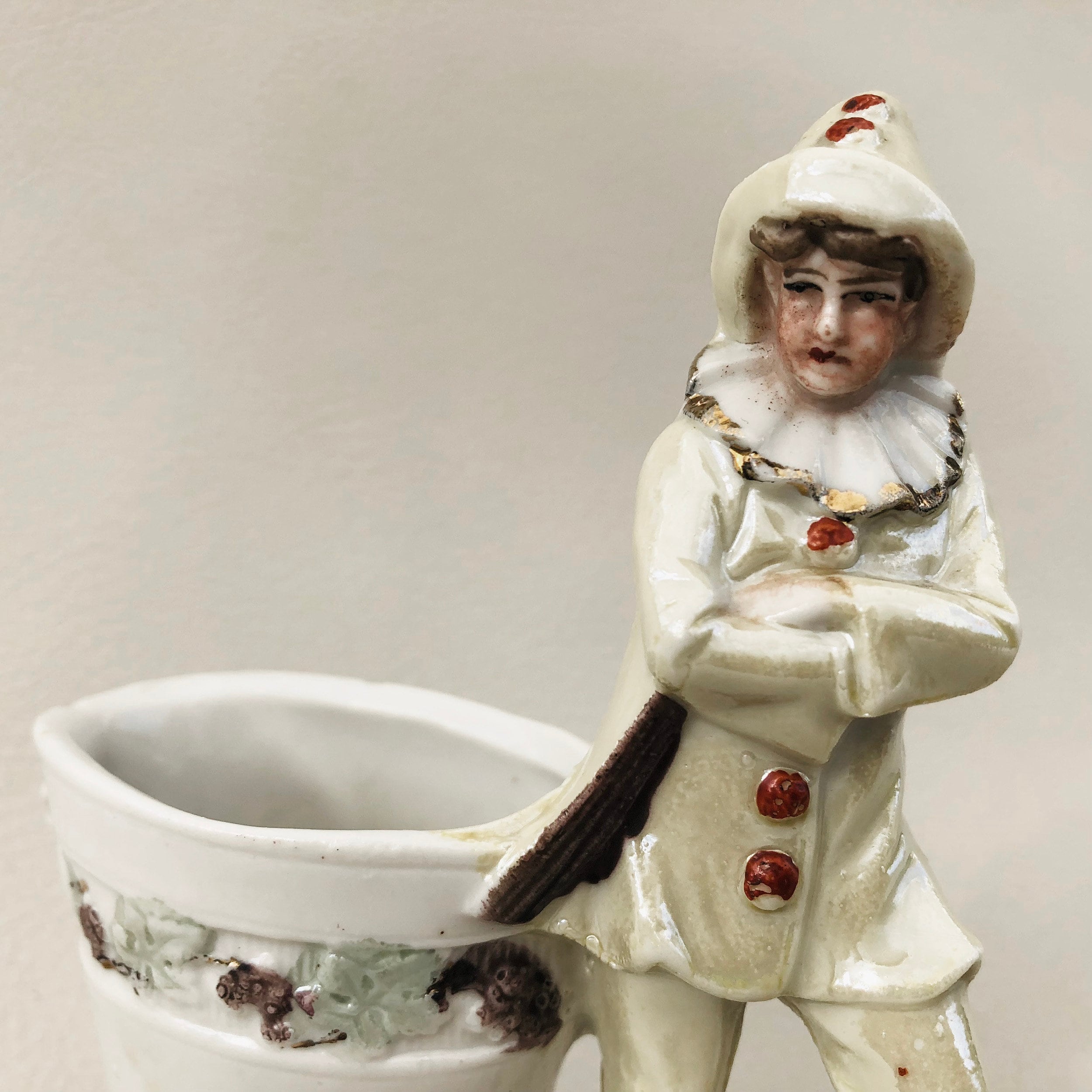 ヴィンテージセラミックフィギュア白いピエロピエロの花瓶 - Etsy 日本