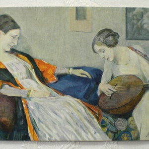Kunstenaarskaart circa 1920 Luitspeler Laute Finck Meestergalerij