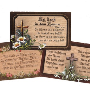 3 cartes postales vintage Faith Heart Cross