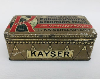 Antiguas máquinas de coser Kayser fábrica de máquinas de coser y bicicletas de lata Kaiserslautern
