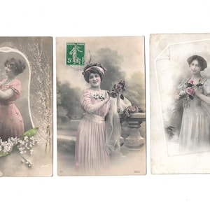 Bonne Fête 3 Cartes Postales Anciennes France Roses Muguet