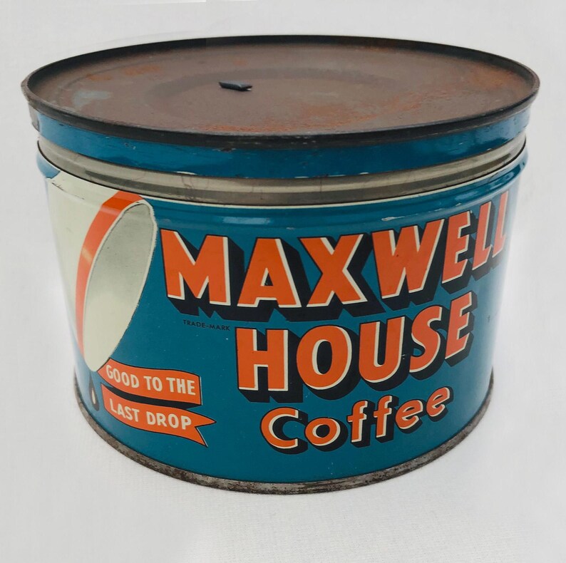 Round Metal Can Maxwell House Coffee Drip Grind Tin Can One Pound P