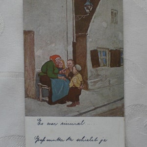 Jugend-Postkarte um 1915 Märchenerzählerin Künstlerkarte Wilke