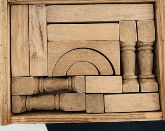 Wooden building kit antique wooden blocks wooden toy building kit