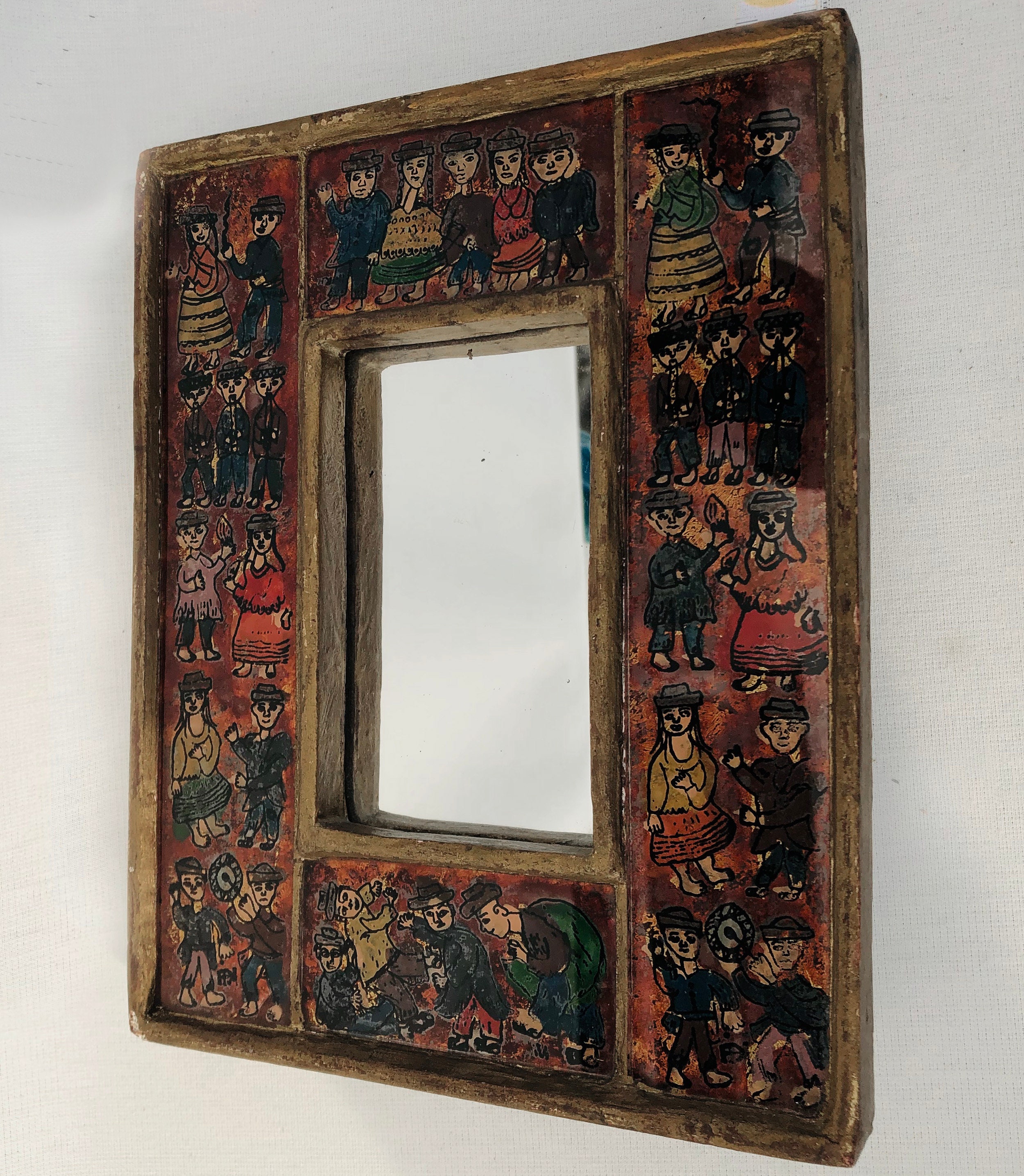  YCHMIR Vintage Spiegel klein Wandspiegel Hängespiegel 36,8 x  25,4 cm oval rosa