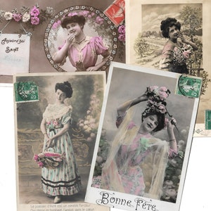 Bonne Fête 4 Vintage Cards Francia Cartolina