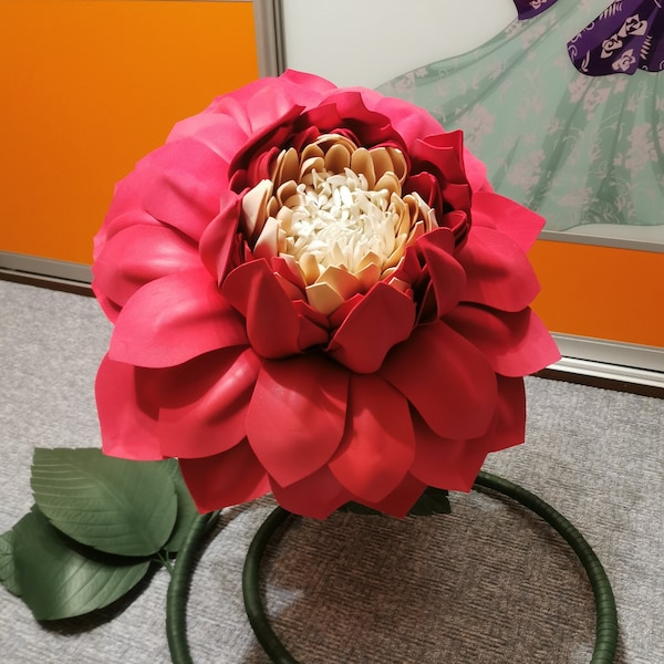 Giant red dahlia. Flower head. Giant red flowers. Wedding decor. Big red dahlia. Huge dahlia. Large flowers. Floral red decor. Event decor