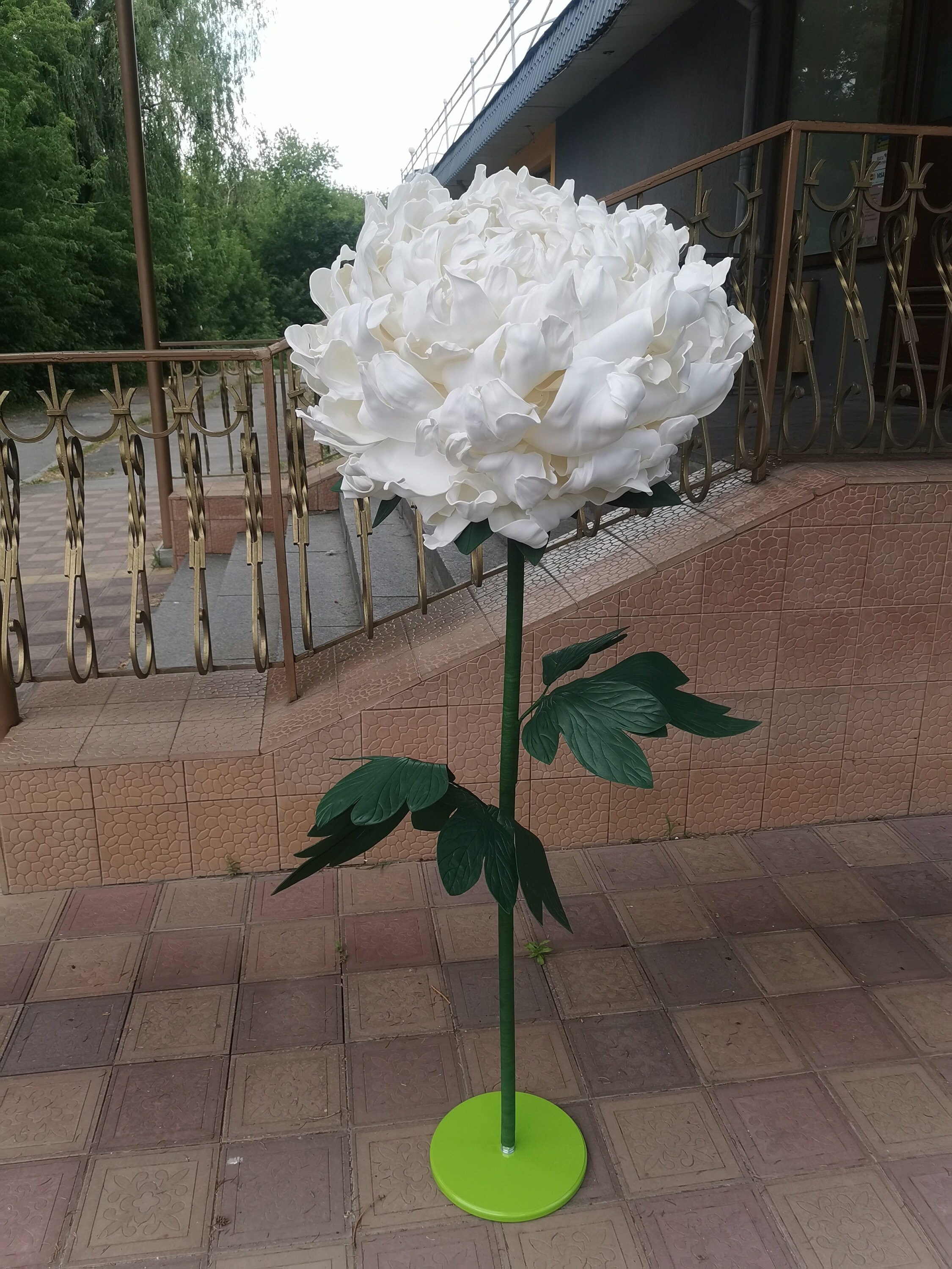 Giant White Selfstanding Flower. Extra Large Artificial Flowers on