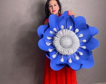 Giant blue anemones. Giant blue decor. Wedding arch. Restaurant Hotel decor. Big blue flowers. XXL anemones. Event decor. Alice II Wonderful