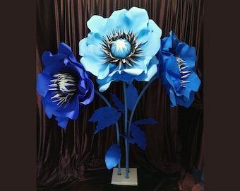 Giant blue flowers, Wedding decor/XXL flowers/ Party decor, Wedding arch /Showcase/Alice in Wonderland /Giant blue decor /Soiree/ Babyshower