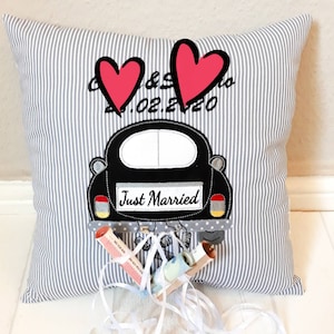 Wedding pillow, money gift wedding, wedding gift, gift for the wedding, wedding pillow personalized, wedding car image 1