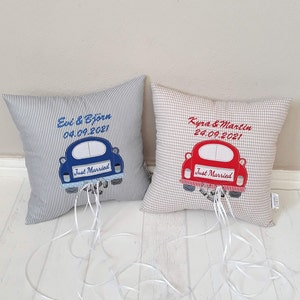 Wedding pillow, money gift wedding, wedding gift, gift for the wedding, wedding pillow personalized, wedding car image 2