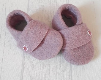 Wollwalkpuschen Größe 18/19, Walkpuschen, Hausschuhe aus Wollwalk, Puschen, Geschenk zur Geburt, Geschenk zum KiTa-Start, Geburtsgeschenk