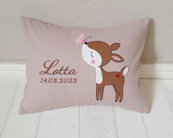 Name pillow, children's room decoration, birth gift, baptism gift, name pillow for boys and girls, many motifs and colors