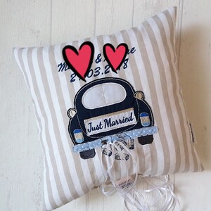 Wedding pillow, money gift wedding, wedding gift, gift for the wedding, wedding pillow personalized, wedding car image 4