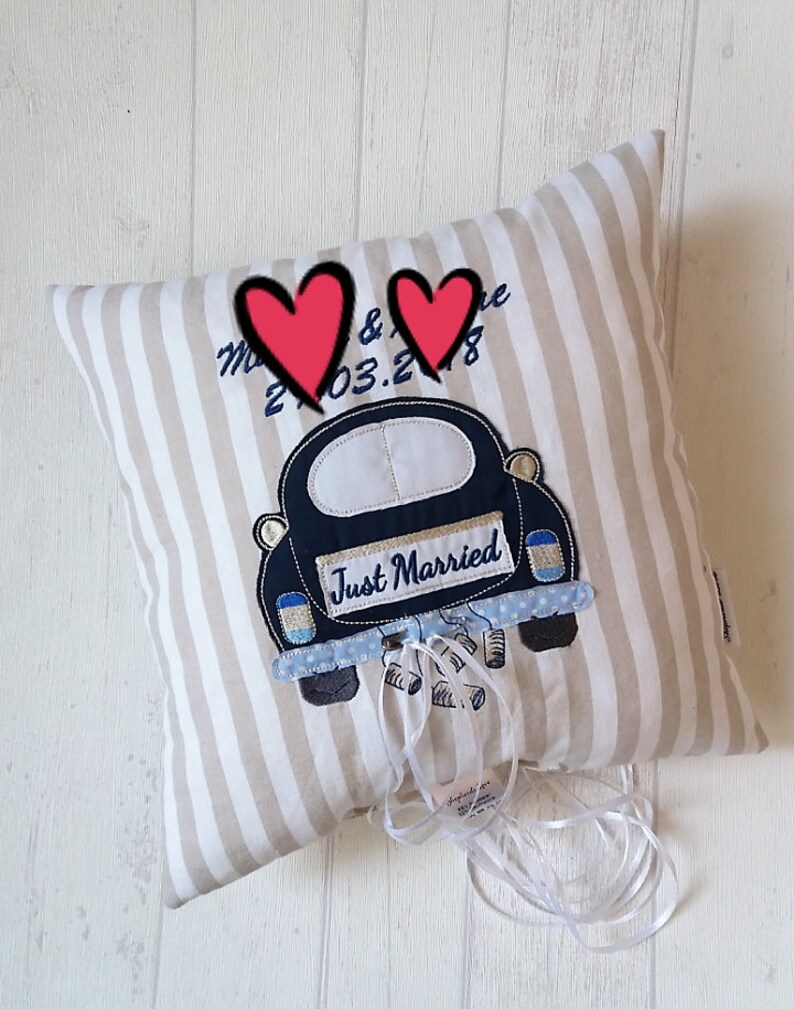 Wedding pillow, money gift wedding, wedding gift, gift for the wedding, wedding pillow personalized, wedding car image 4
