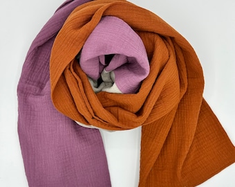 Muslin scarf / muslin / organic cotton muslin / colorblock scarf