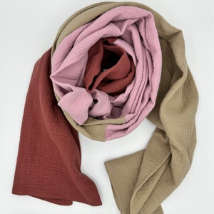 Muslin scarf / muslin / organic cotton muslin / colorblock scarf image 1