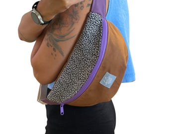 Fanny pack / large fanny pack / colorful crossbody bag / leopard print fanny pack
