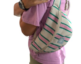 Large striped fanny pack / hip bag / colorful hip bag