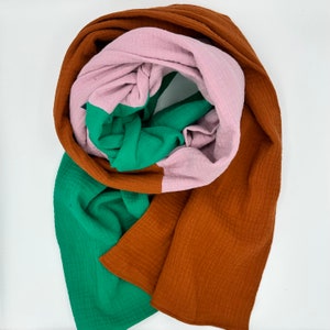 Muslin scarf / muslin / organic cotton muslin / colorblock scarf image 1