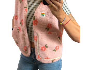 Vest / plush vest / cute floral vest