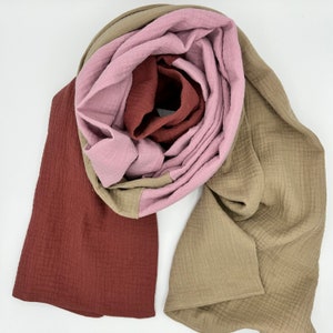 Muslin scarf / muslin / organic cotton muslin / colorblock scarf image 2