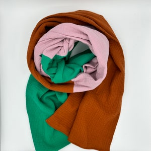 Muslin scarf / muslin / organic cotton muslin / colorblock scarf image 2