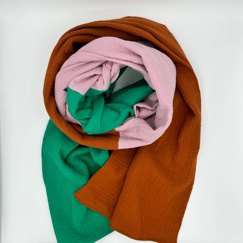 Muslin scarf / muslin / organic cotton muslin / colorblock scarf image 2