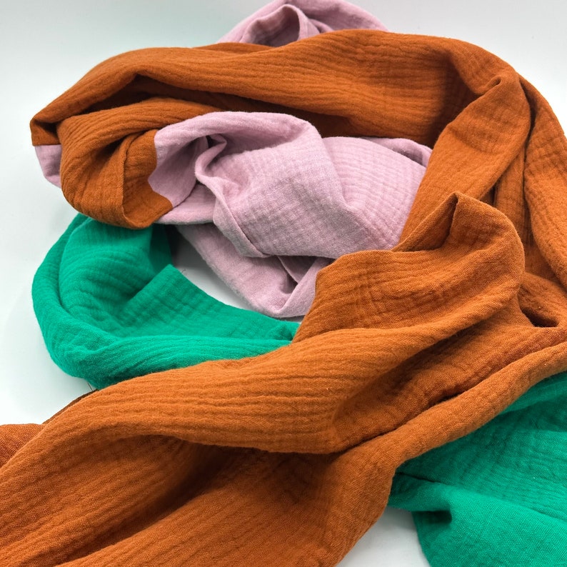 Muslin scarf / muslin / organic cotton muslin / colorblock scarf image 3
