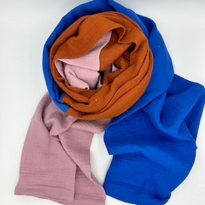 Muslin scarf / muslin / organic cotton muslin / colorblock scarf