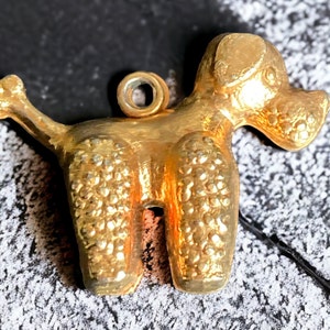 Cute poodle dog charm - vintage yellow gold tone poodle charm or pendant - perfect poodle lover gift.