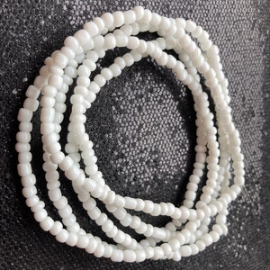 Pure White Seed Bead Summer Beach Tobillera Pulsera de tobillo elástica elástica Tobillera blanca Boho imagen 2