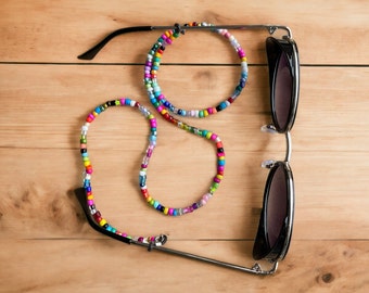 Multicolour beaded glasses chain - spectacle cord - handmade multicoloured seed bead sunglasses chain - Boho eyeglasses chain