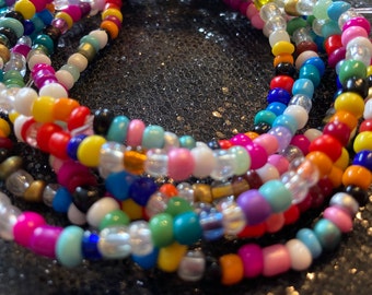 Stackable Anklet - Stretchy Multi Colour Beaded Anklet - Elastic Anklet