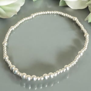 Handmade Sterling Silver Beaded Anklet: Minimalist Stretch Jewelry