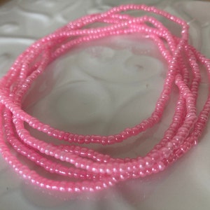 Pink Lustre Delicate Minimalist Seed Bead Summer Beach Anklet - Stretchy Elastic Ankle Bracelet - Boho Pink Anklet - Minimalistic Jewellery