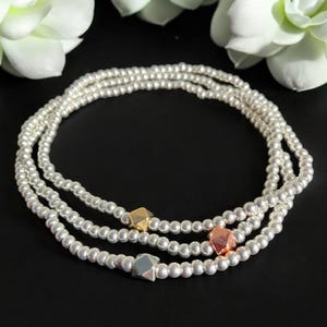 Beachy Silver Bead Stretch Anklet: Handmade Boho Ankle Bracelet