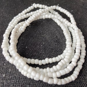 Pure White Seed Bead Summer Beach Tobillera Pulsera de tobillo elástica elástica Tobillera blanca Boho imagen 1