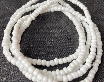 Pure White Seed Bead Summer Beach Anklet - Bracelet de cheville élastique extensible - Boho White Anklet