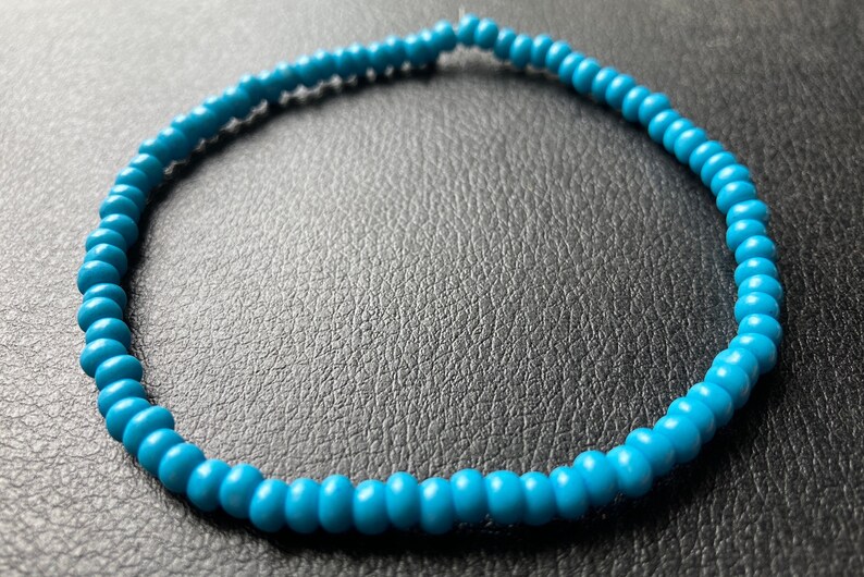 Dark Turquoise Seed Bead Elastic Stretchy Anklet Ankle Bracelet Beach Jewellery image 3