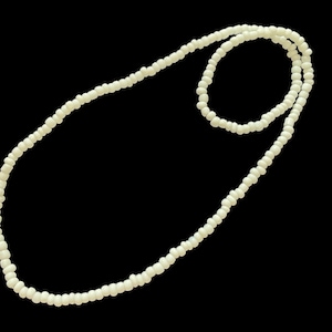 White Colour Seed Bead Summer Necklace - Stretchy Elastic White Coloured 24 inch Layer Necklace  - Boho White Seed Beaded Necklace