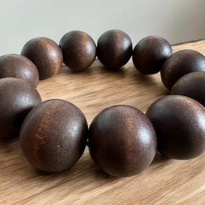 Chunky brown wooden stretch bracelet - elasticated wood bead bracelet