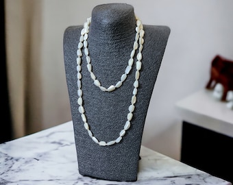 Art Deco Vintage Mother of Pearl 46” Long Flapper Rope Necklace - MOP Shell necklace