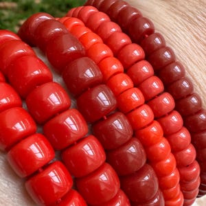 Chunky Red Glass Beaded Bracelet Sets, Glass Bead Stacking Bracelets,  Stackable Stretch Elastic Bracelet Trio
