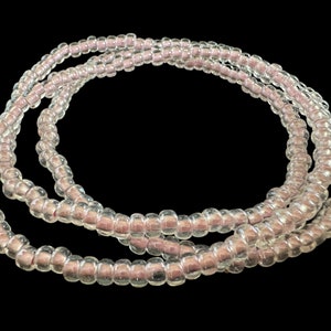 Baby Pink Pearlised Miyuki Tube Lined Seed Bead Summer Anklet - Stretchy Beaded Ankle Bracelet