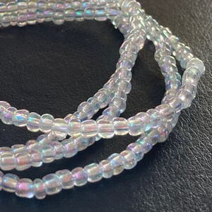 Mermaid Lustre Glass Seed Bead Anklet: Stretchy Boho Beach Jewelry