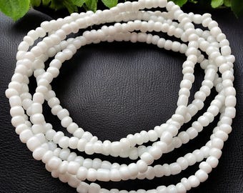 Pure White Seed Bead Summer Beach Anklet - Stretchy Elastic Ankle Bracelet - Boho White Anklet