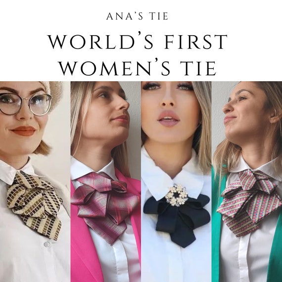 Black Ladies Necktie brooch. Women s Glossy Satin Tie Fashion for Business or Other Outfit. Gift Idea for Her Birthday Valentines Etsy